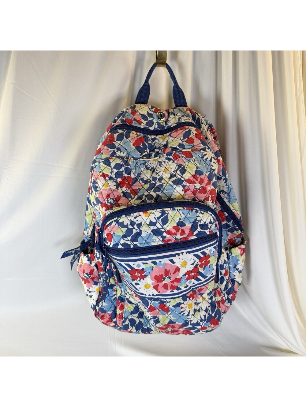 Vera Bradley Quilted Floral Backpack 6 Pocket Beautiful Travel School Bag EUC